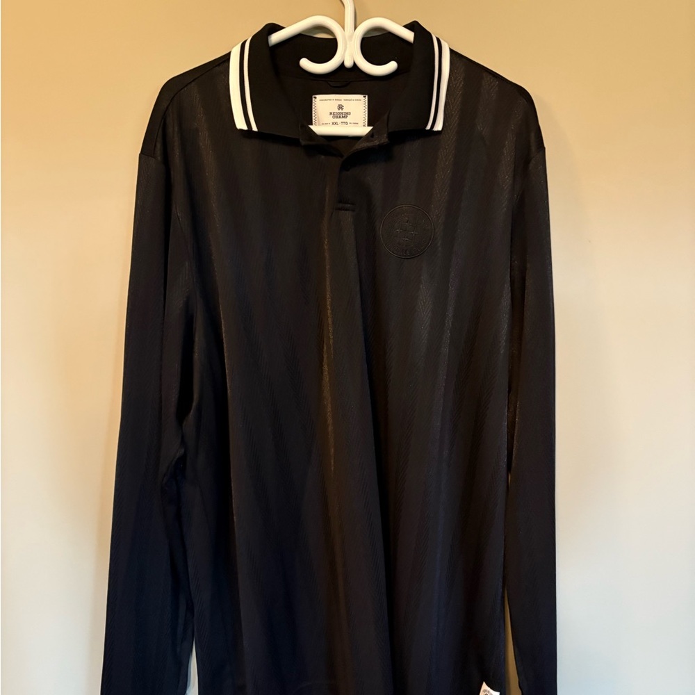 Reigning Champ Black Long Sleeve Polo Shirt